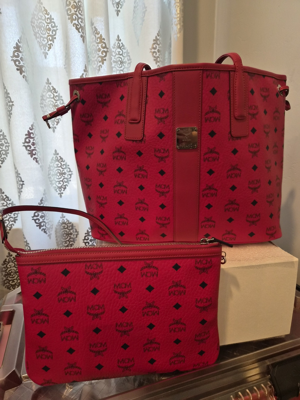 MCM Medium Liz Reversible Tote with Matching Pouch